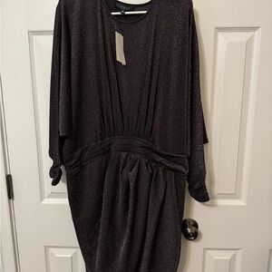 Eloquii Shimmering Black Long Sleeve Dress, sz.18